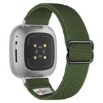 ny100.11.ss Back Army Green StrapsCo Nylon Stretch Watch Band Strap For Fitbit Versa 3 Versa 4 Sense 2