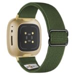 ny100.11.yg Back Army Green StrapsCo Nylon Stretch Watch Band Strap For Fitbit Versa 3 Versa 4 Sense 2