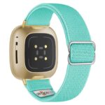 ny100.11b.yg Back Mint Green StrapsCo Nylon Stretch Watch Band Strap For Fitbit Versa 3 Versa 4 Sense 2