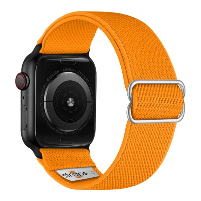 ny100.12.mb Back Orange StrapsCo Nylon Stretch Watch Band Strap For Apple Watch 38mm 40mm 41mm 42mm 44mm 45mm 49mm