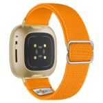 ny100.12.yg Back Orange StrapsCo Nylon Stretch Watch Band Strap For Fitbit Versa 3 Versa 4 Sense 2
