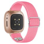 ny100.13.rg Back Pink StrapsCo Nylon Stretch Watch Band Strap For Fitbit Versa 3 Versa 4 Sense 2