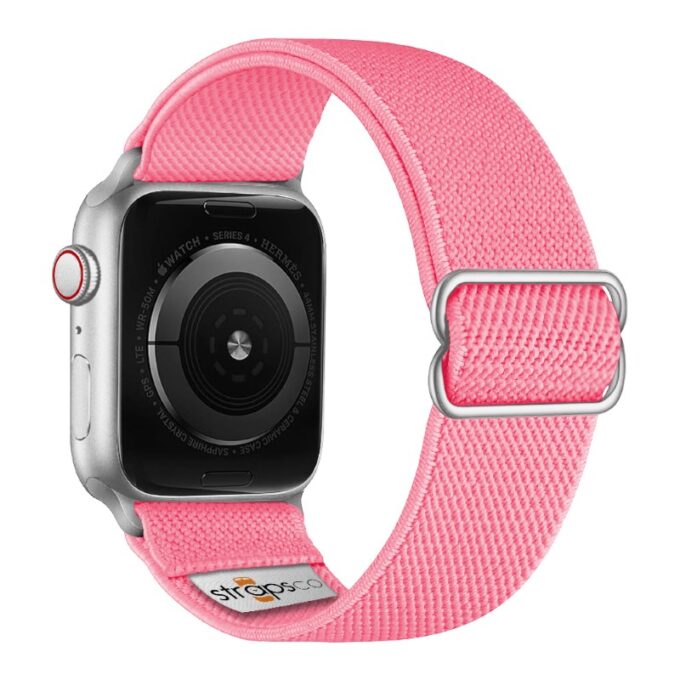 ny100.13.ss Back Pink StrapsCo Nylon Stretch Watch Band Strap For Apple Watch 38mm 40mm 41mm 42mm 44mm 45mm 49mm