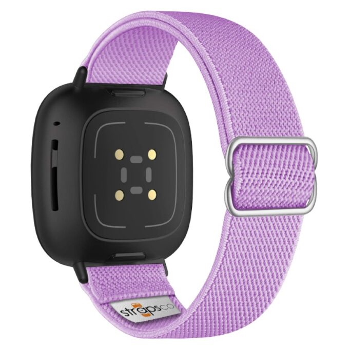 ny100.18b.mb Back Lavender StrapsCo Nylon Stretch Watch Band Strap For Fitbit Versa 3 Versa 4 Sense 2