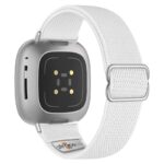 ny100.22.ss Back White StrapsCo Nylon Stretch Watch Band Strap For Fitbit Versa 3 Versa 4 Sense 2
