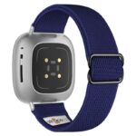 ny100.5.ss Back Blue StrapsCo Nylon Stretch Watch Band Strap For Fitbit Versa 3 Versa 4 Sense 2