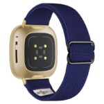ny100.5.yg Back Blue StrapsCo Nylon Stretch Watch Band Strap For Fitbit Versa 3 Versa 4 Sense 2