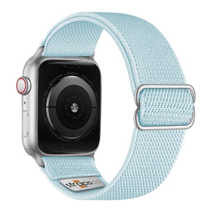 ny100.5b.ss Back Light Blue StrapsCo Nylon Stretch Watch Band Strap For Apple Watch 38mm 40mm 41mm 42mm 44mm 45mm 49mm