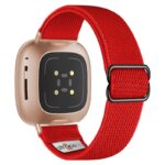 ny100.6.rg Back Red StrapsCo Nylon Stretch Watch Band Strap For Fitbit Versa 3 Versa 4 Sense 2