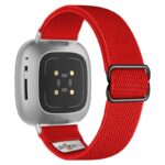 ny100.6.ss Back Red StrapsCo Nylon Stretch Watch Band Strap For Fitbit Versa 3 Versa 4 Sense 2