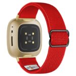 ny100.6.yg Back Red StrapsCo Nylon Stretch Watch Band Strap For Fitbit Versa 3 Versa 4 Sense 2