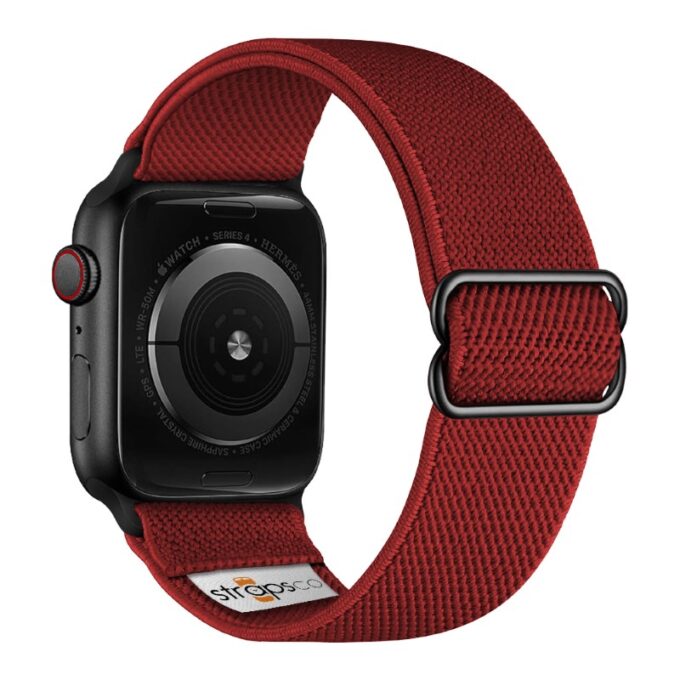 ny100.6b.mb Back Dark Red StrapsCo Nylon Stretch Watch Band Strap For Apple Watch 38mm 40mm 41mm 42mm 44mm 45mm 49mm