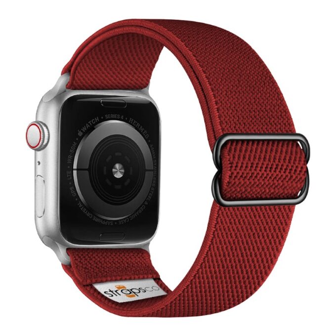 ny100.6b.ss Back Dark Red StrapsCo Nylon Stretch Watch Band Strap For Apple Watch 38mm 40mm 41mm 42mm 44mm 45mm 49mm