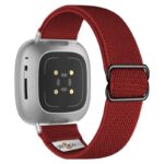 ny100.6b.ss Back Dark Red StrapsCo Nylon Stretch Watch Band Strap For Fitbit Versa 3 Versa 4 Sense 2
