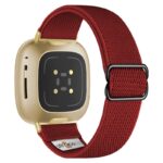 ny100.6b.yg Back Dark Red StrapsCo Nylon Stretch Watch Band Strap For Fitbit Versa 3 Versa 4 Sense 2