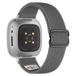 ny100.7.ss Back Grey StrapsCo Nylon Stretch Watch Band Strap For Fitbit Versa 3 Versa 4 Sense 2