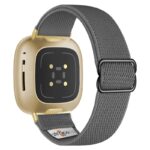 ny100.7.yg Back Grey StrapsCo Nylon Stretch Watch Band Strap For Fitbit Versa 3 Versa 4 Sense 2