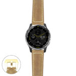 g.d2a.p560a Main Beige StrapsCo DASSARI Salvage Thick Padded Distressed Italian Leather Watch Band Strap with Yellow Gold Buckle