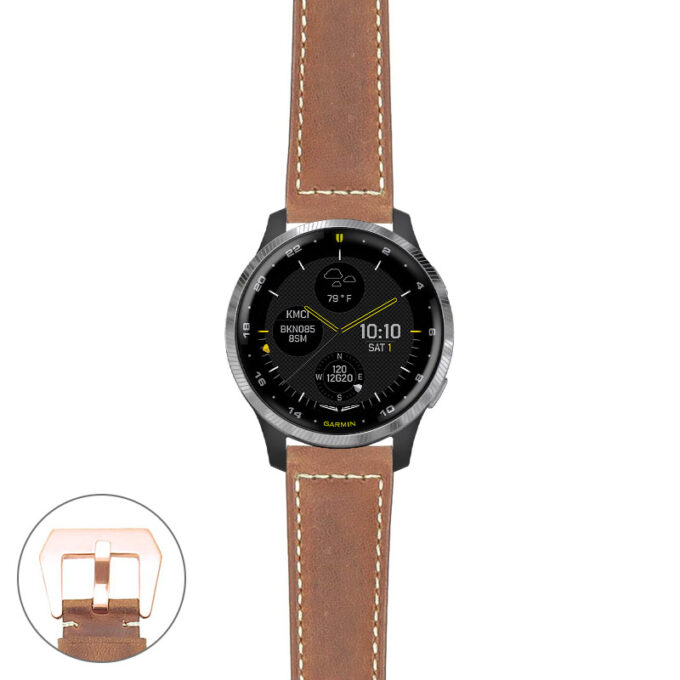 g.d2a.p560a Main Tan StrapsCo DASSARI Salvage Thick Padded Distressed Italian Leather Watch Band Strap with Rose Gold Buckle