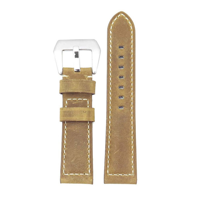 g.d2a.p560a Up Beige StrapsCo DASSARI Salvage Thick Padded Distressed Italian Leather Watch Band Strap with Silver Buckle