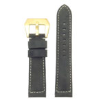 g.d2a.p560a Up Black StrapsCo DASSARI Salvage Thick Padded Distressed Italian Leather Watch Band Strap with Yellow Gold Buckle