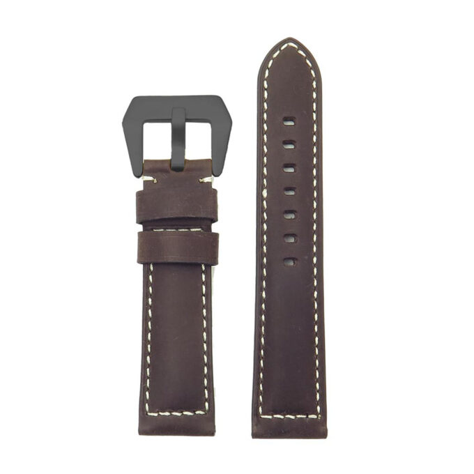 g.d2a.p560a Up Dark Brown StrapsCo DASSARI Salvage Thick Padded Distressed Italian Leather Watch Band Strap with Matte Black Buckle