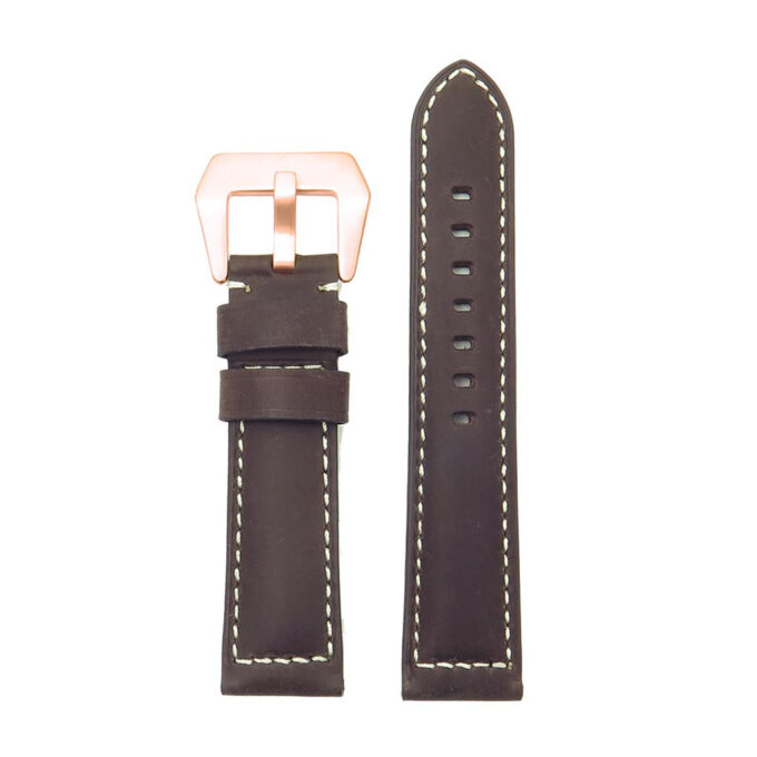 g.d2a.p560a Up Dark Brown StrapsCo DASSARI Salvage Thick Padded Distressed Italian Leather Watch Band Strap with Rose Gold Buckle