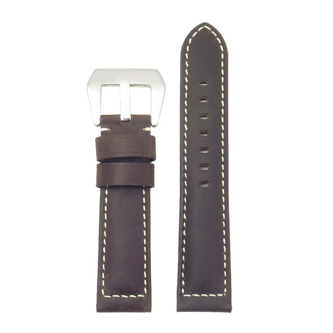 g.d2a.p560a Up Dark Brown StrapsCo DASSARI Salvage Thick Padded Distressed Italian Leather Watch Band Strap with Silver Buckle