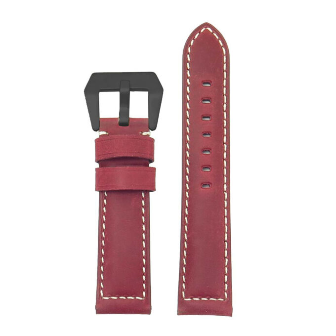 g.d2a.p560a Up Red StrapsCo DASSARI Salvage Thick Padded Distressed Italian Leather Watch Band Strap with Matte Black Buckle