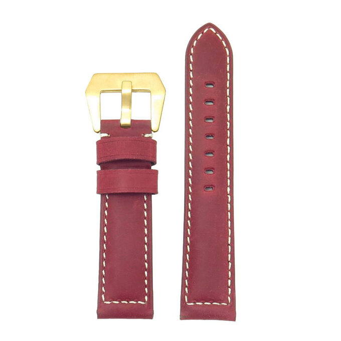 g.d2a.p560a Up Red StrapsCo DASSARI Salvage Thick Padded Distressed Italian Leather Watch Band Strap with Yellow Gold Buckle