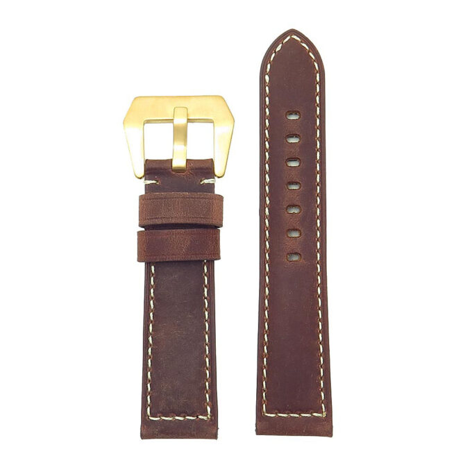 g.d2a.p560a Up Rust StrapsCo DASSARI Salvage Thick Padded Distressed Italian Leather Watch Band Strap with Yellow Gold Buckle