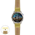 g.d2m1.p560a Main Beige StrapsCo DASSARI Salvage Thick Padded Distressed Italian Leather Watch Band Strap with Yellow Gold Buckle