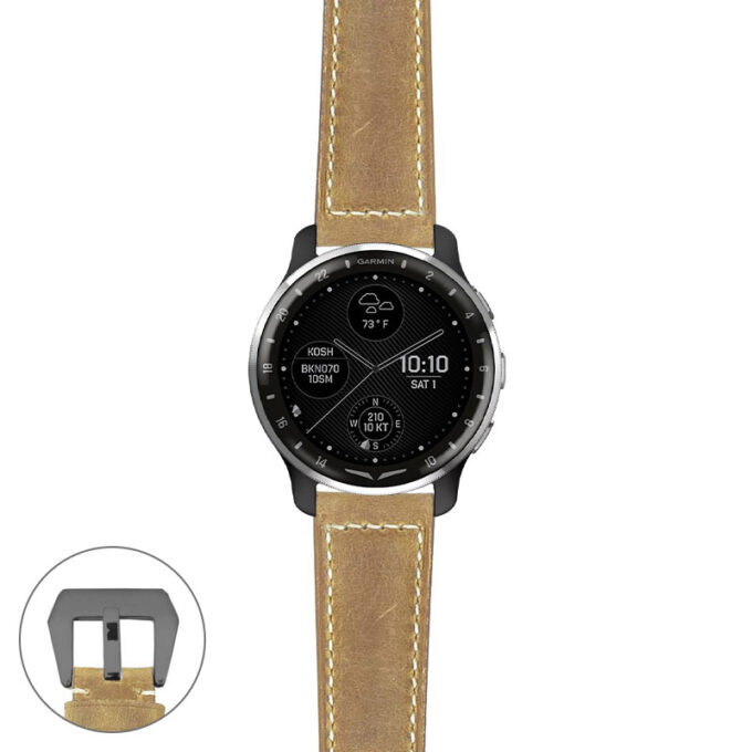 g.dax10.p560a Main Beige StrapsCo DASSARI Salvage Thick Padded Distressed Italian Leather Watch Band Strap with Matte Black Buckle