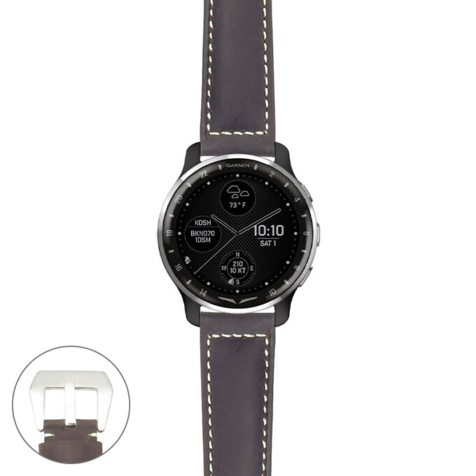 g.dax10.p560a Main Dark Brown StrapsCo DASSARI Salvage Thick Padded Distressed Italian Leather Watch Band Strap with Silver Buckle