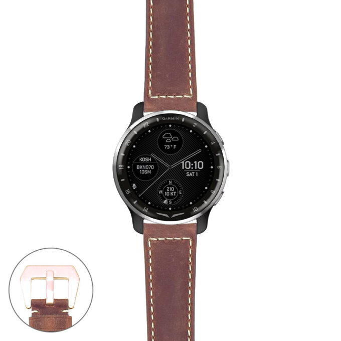 g.dax10.p560a Main Rust StrapsCo DASSARI Salvage Thick Padded Distressed Italian Leather Watch Band Strap with Rose Gold Buckle