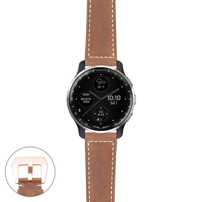 g.dax10.p560a Main Tan StrapsCo DASSARI Salvage Thick Padded Distressed Italian Leather Watch Band Strap with Rose Gold Buckle