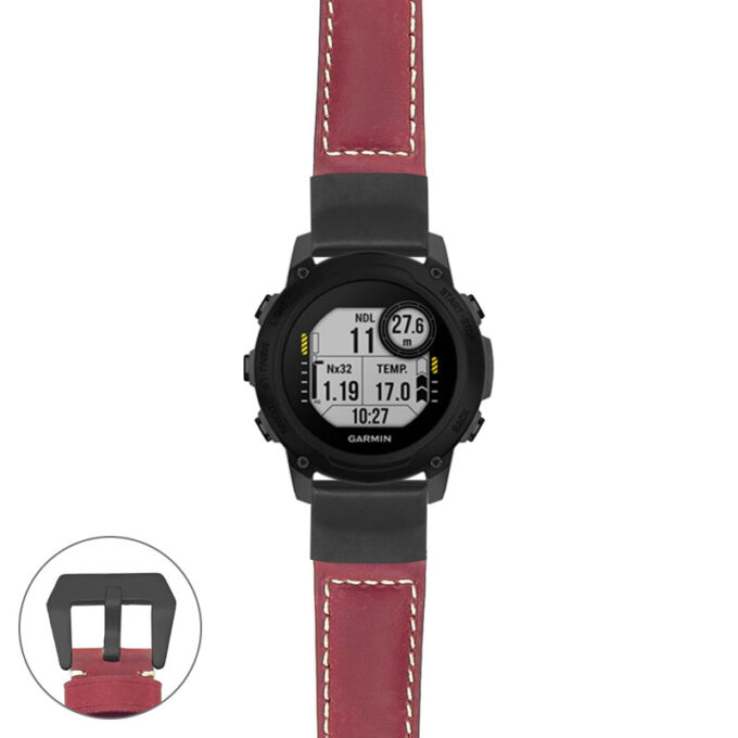 g.dg1.p560a Main Red StrapsCo DASSARI Salvage Thick Padded Distressed Italian Leather Watch Band Strap with Matte Black Buckle