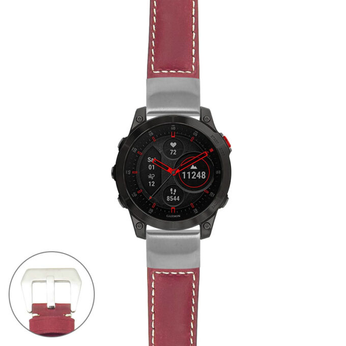 g.ep2.p560a Main Red StrapsCo DASSARI Salvage Thick Padded Distressed Italian Leather Watch Band Strap with Silver Buckle