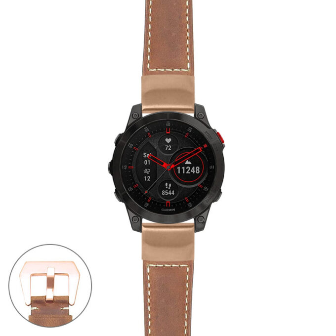 g.ep2.p560a Main Tan StrapsCo DASSARI Salvage Thick Padded Distressed Italian Leather Watch Band Strap with Rose Gold Buckle