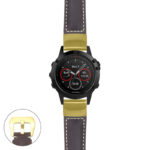 g.f5.p560a Main Dark Brown StrapsCo DASSARI Salvage Thick Padded Distressed Italian Leather Watch Band Strap with Yellow Gold Buckle