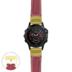 g.f5.p560a Main Red StrapsCo DASSARI Salvage Thick Padded Distressed Italian Leather Watch Band Strap with Yellow Gold Buckle