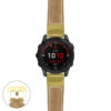 g.f7.p560a Main Beige StrapsCo DASSARI Salvage Thick Padded Distressed Italian Leather Watch Band Strap with Yellow Gold Buckle