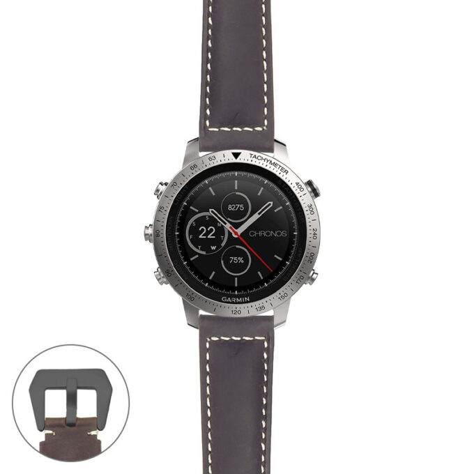 g.fch.p560a Main Dark Brown StrapsCo DASSARI Salvage Thick Padded Distressed Italian Leather Watch Band Strap with Matte Black Buckle