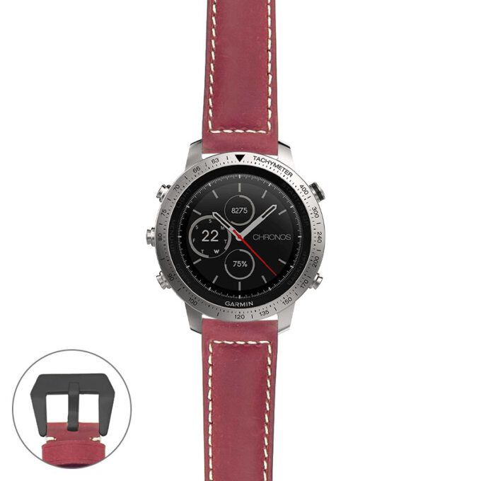 g.fch.p560a Main Red StrapsCo DASSARI Salvage Thick Padded Distressed Italian Leather Watch Band Strap with Matte Black Buckle