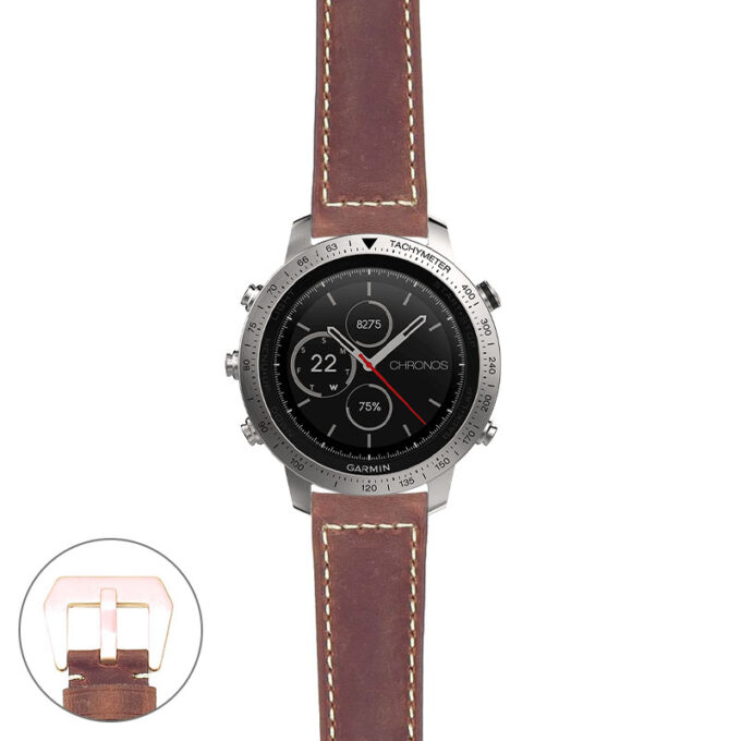 g.fch.p560a Main Rust StrapsCo DASSARI Salvage Thick Padded Distressed Italian Leather Watch Band Strap with Rose Gold Buckle