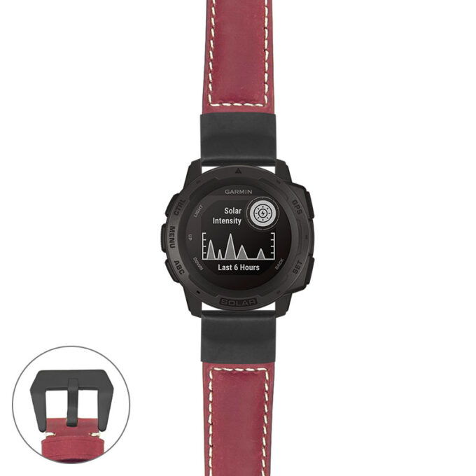 g.i.p560a Main Red StrapsCo DASSARI Salvage Thick Padded Distressed Italian Leather Watch Band Strap with Matte Black Buckle