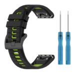 g.r80.1.11 Black & Green StrapsCo Colorblock Endurance Watch Band Strap for Garmin Fenix 7 Pro 7S Pro 7X Pro