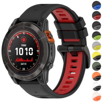 g.r80.1.6 Gallery Black & Red StrapsCo Colorblock Endurance Watch Band Strap for Garmin Fenix 7 Pro 7S Pro 7X Pro
