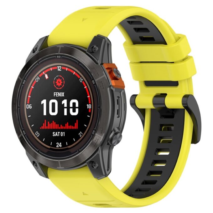 g.r80.10.1 Front Yellow & Black StrapsCo Colorblock Endurance Watch Band Strap for Garmin Fenix 7 Pro 7S Pro 7X Pro