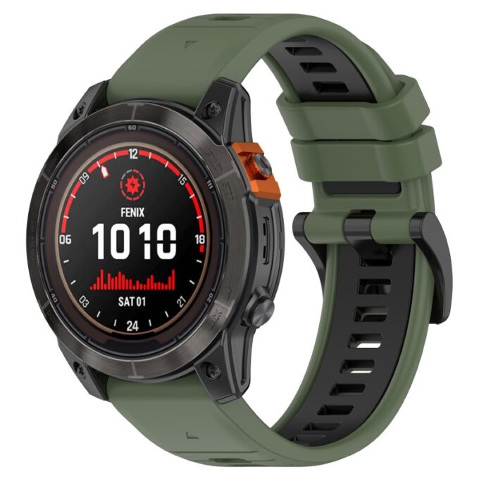 g.r80.11.1 Front Green & Black StrapsCo Colorblock Endurance Watch Band Strap for Garmin Fenix 7 Pro 7S Pro 7X Pro